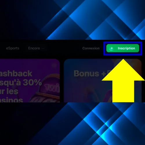 Cliquez sur le bouton vert "S'inscrire" sur le site 1win
