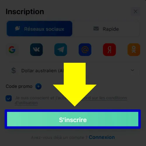 Confirmez l'inscription au site Web 1Win